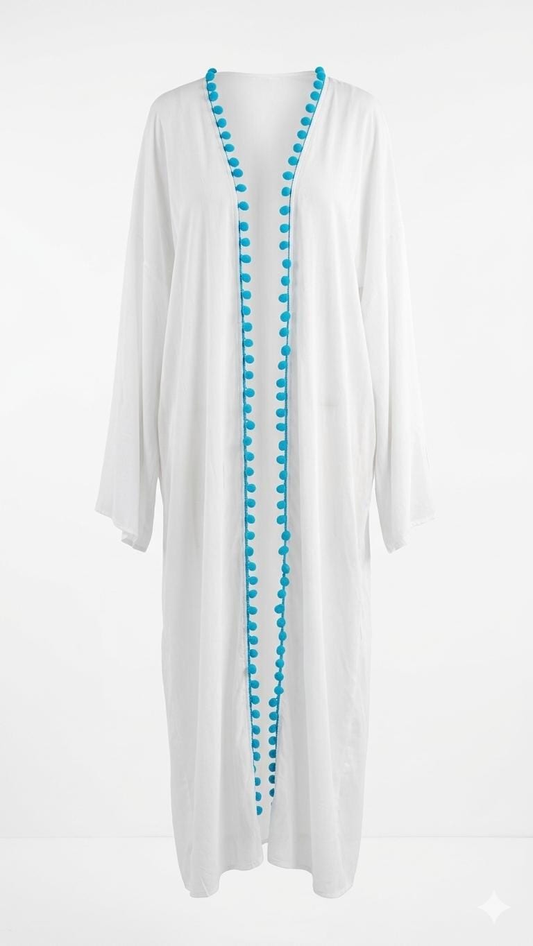 Evil Eye White Linen Cover Up — 1