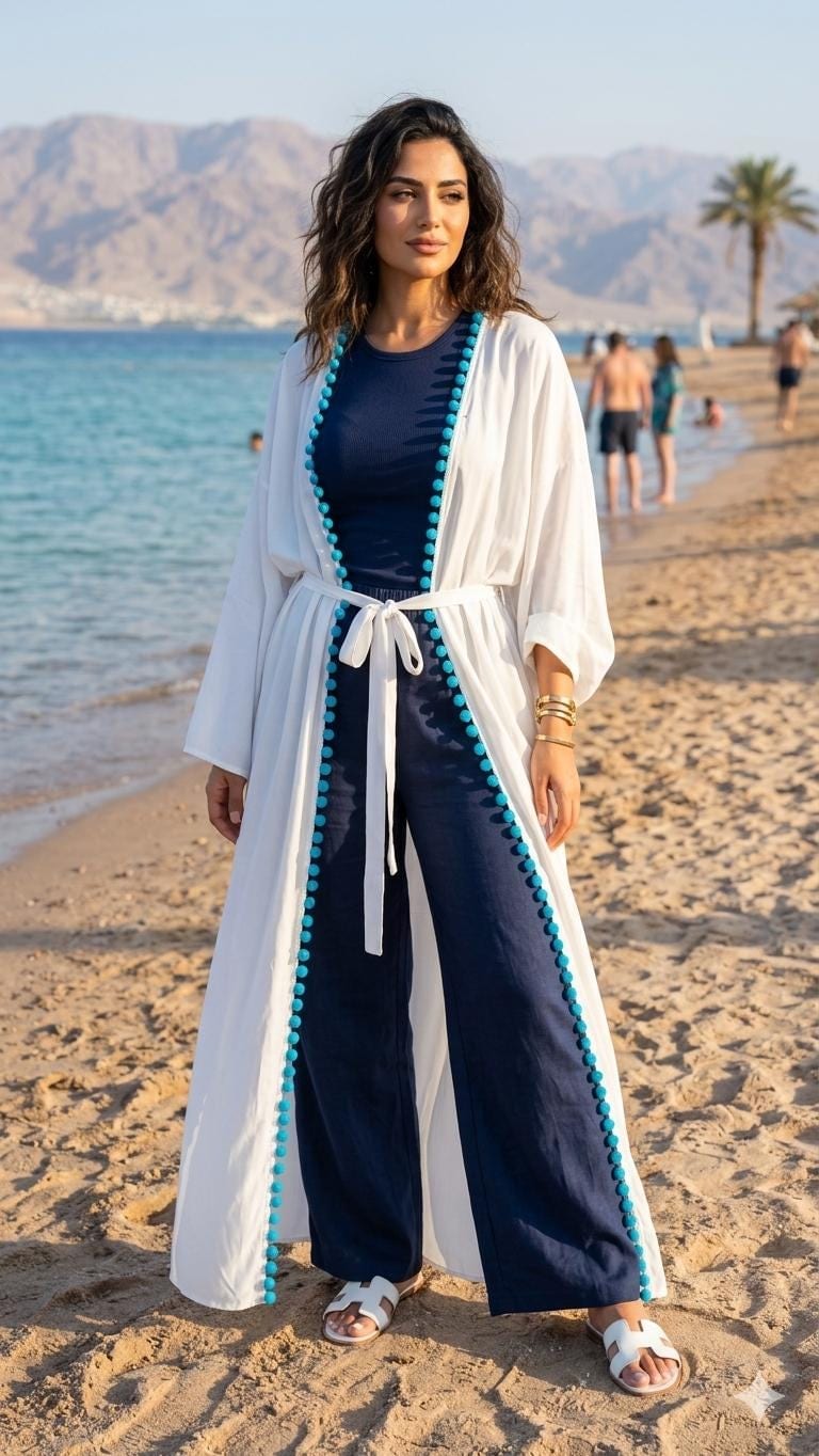 Evil Eye White Linen Cover Up — 4