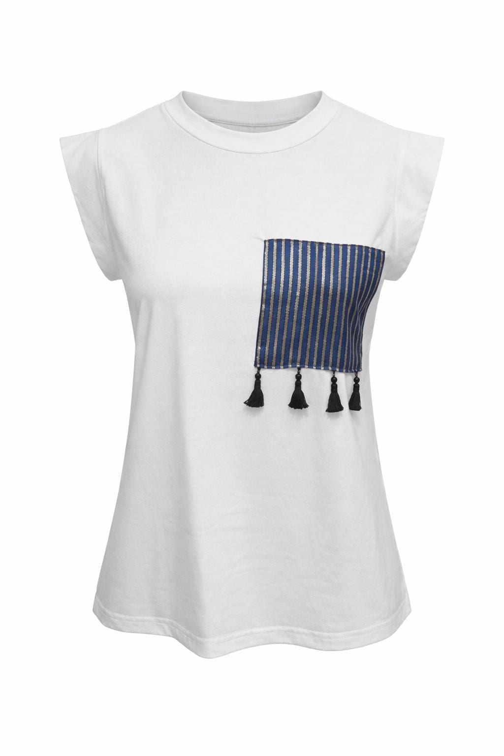 White Dolman Sleeve Shirt with Saya Silk Patch — 1