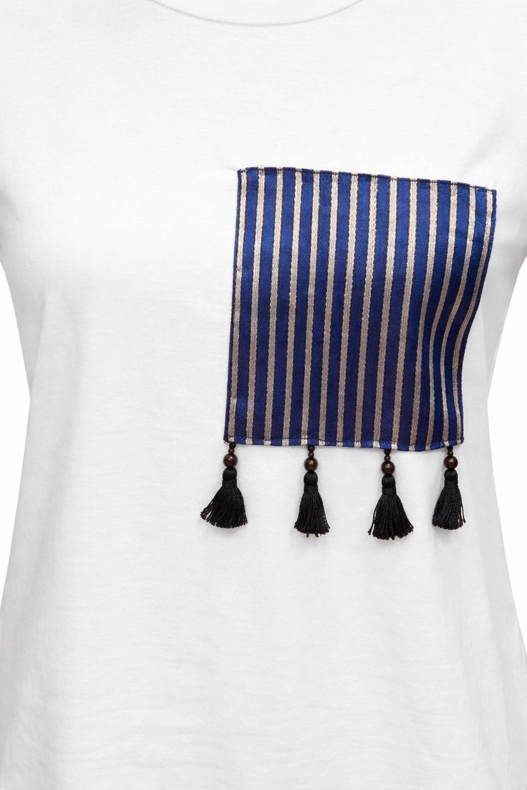 White Dolman Sleeve Shirt with Saya Silk Patch — 3